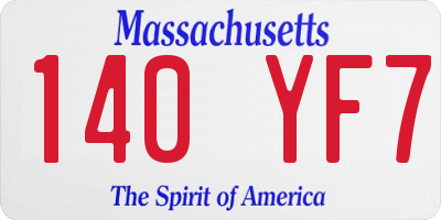 MA license plate 140YF7