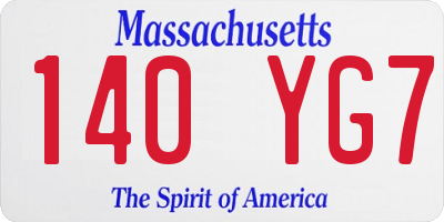 MA license plate 140YG7