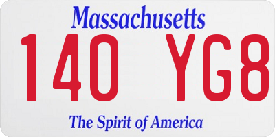 MA license plate 140YG8