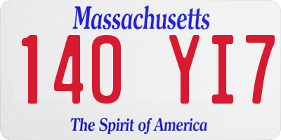 MA license plate 140YI7