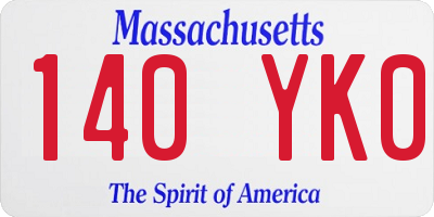 MA license plate 140YK0