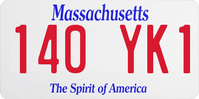 MA license plate 140YK1