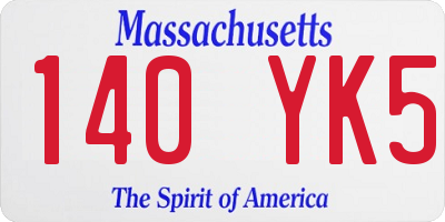 MA license plate 140YK5