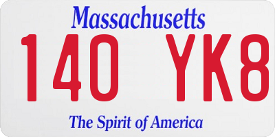 MA license plate 140YK8