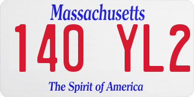 MA license plate 140YL2
