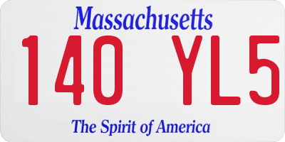 MA license plate 140YL5