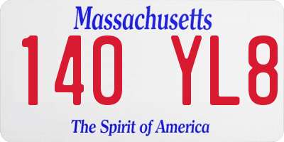 MA license plate 140YL8