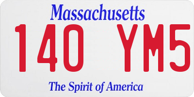 MA license plate 140YM5