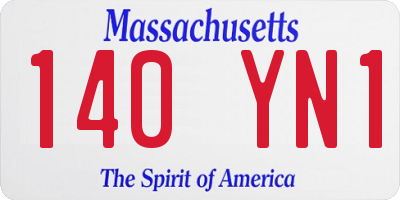 MA license plate 140YN1