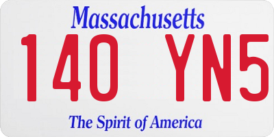 MA license plate 140YN5