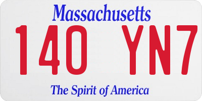 MA license plate 140YN7