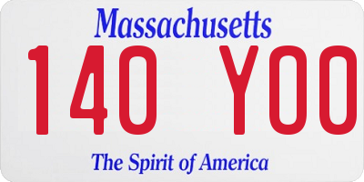 MA license plate 140YO0