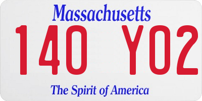MA license plate 140YO2