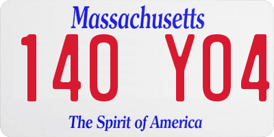MA license plate 140YO4