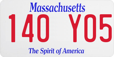 MA license plate 140YO5