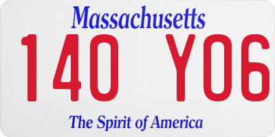 MA license plate 140YO6