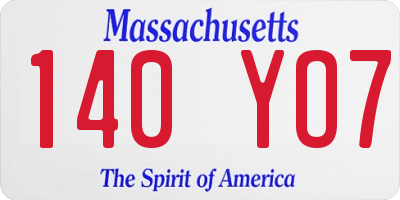 MA license plate 140YO7