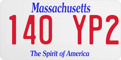 MA license plate 140YP2
