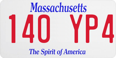 MA license plate 140YP4