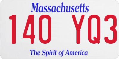 MA license plate 140YQ3