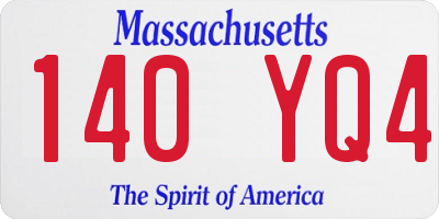 MA license plate 140YQ4