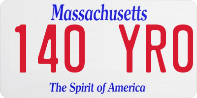 MA license plate 140YR0