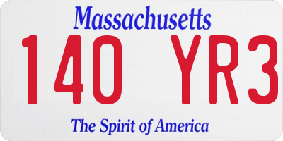 MA license plate 140YR3