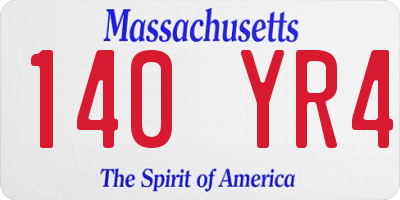 MA license plate 140YR4