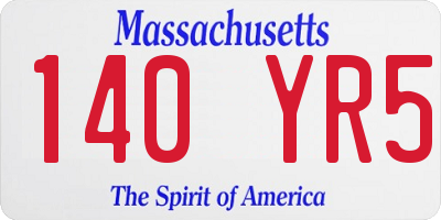 MA license plate 140YR5