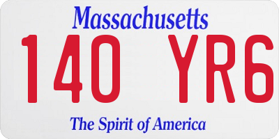 MA license plate 140YR6