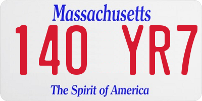 MA license plate 140YR7