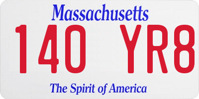 MA license plate 140YR8
