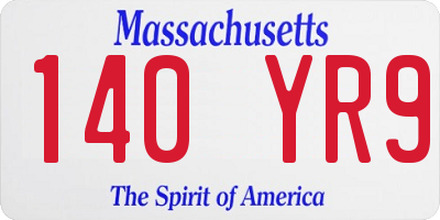 MA license plate 140YR9
