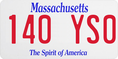 MA license plate 140YS0