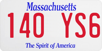 MA license plate 140YS6