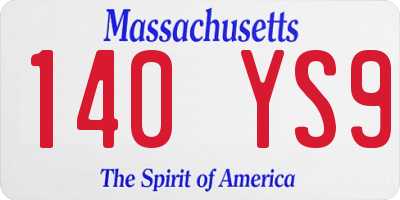 MA license plate 140YS9