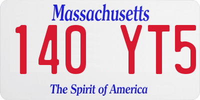 MA license plate 140YT5