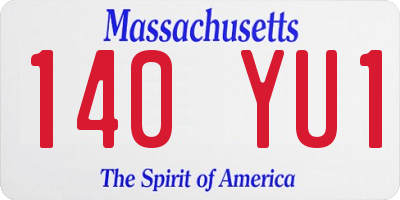 MA license plate 140YU1