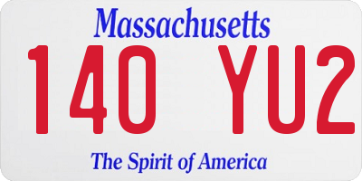 MA license plate 140YU2