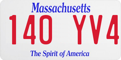 MA license plate 140YV4