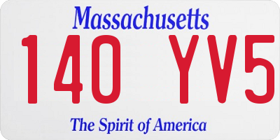 MA license plate 140YV5