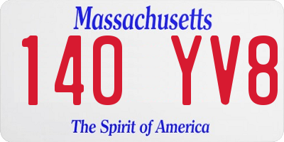 MA license plate 140YV8
