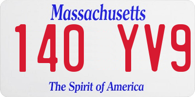 MA license plate 140YV9