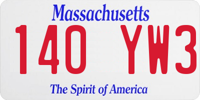 MA license plate 140YW3