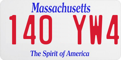 MA license plate 140YW4