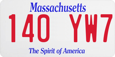 MA license plate 140YW7