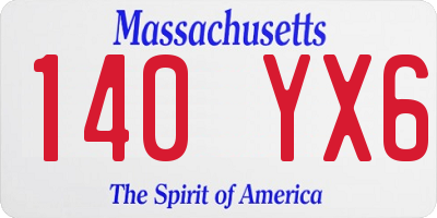 MA license plate 140YX6