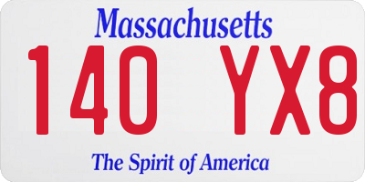 MA license plate 140YX8