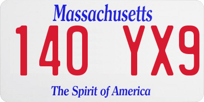 MA license plate 140YX9