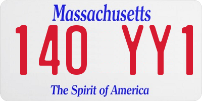 MA license plate 140YY1